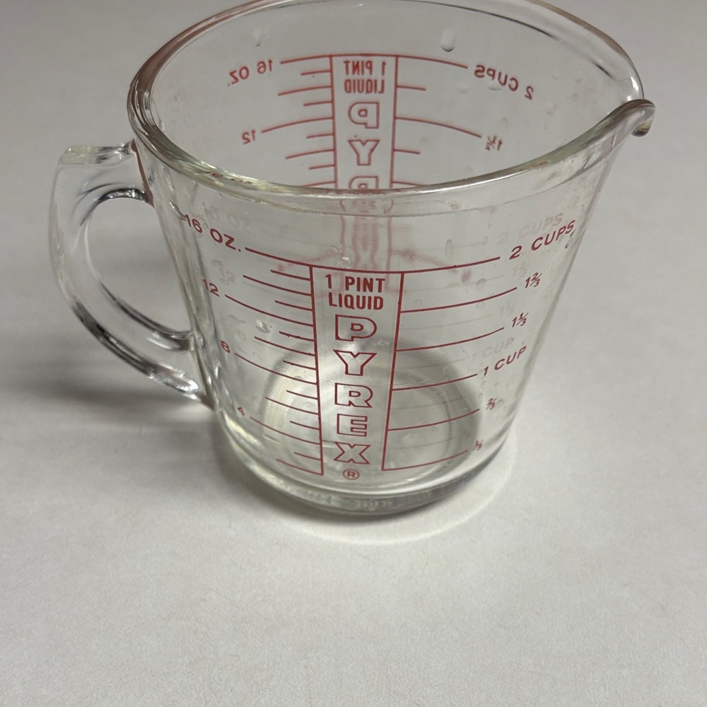 Vintage Pyrex Clear Glass Measuring Cup with Red Markings